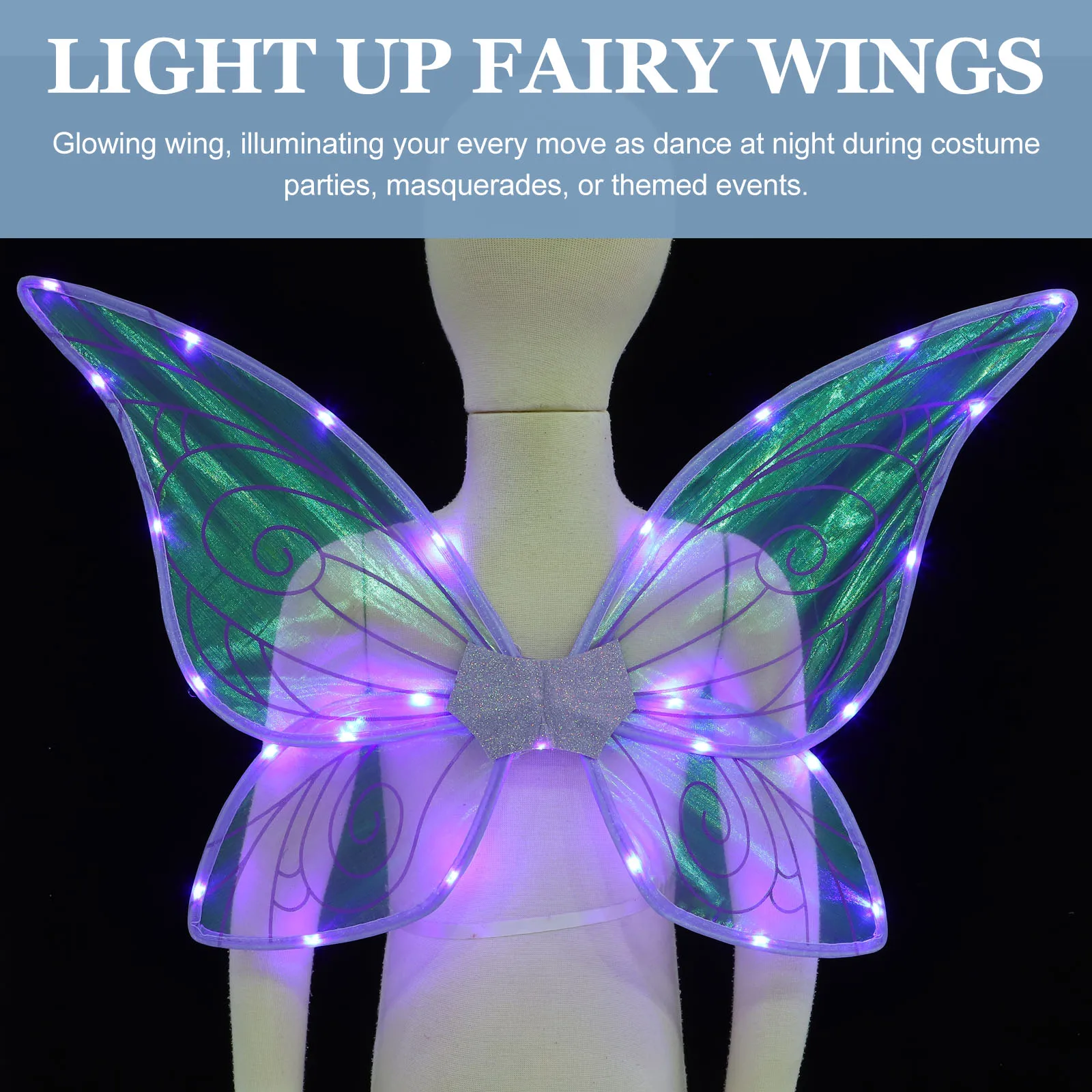 

Glowing Butterfly Wings Purple Light Fairy Wing Cosplay Prop for Women Adults Kids Party Stage Scene Dressing Up Lightweight