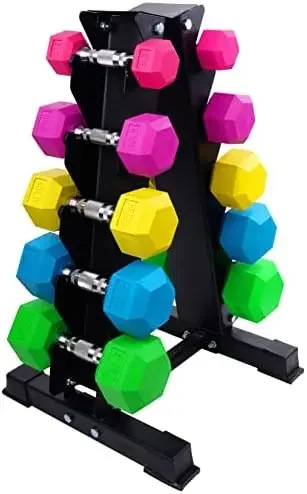 Colored Rubber Coated Hex Dumbbell Weight Set,Multiple Packages