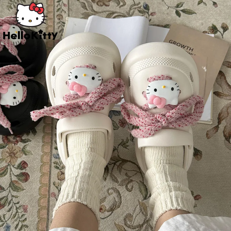 Sanrio Hello Kitty Cute Thick Sole Modern Slippers Y2k Cartoon Aesthetic Korean Style Outdoor Sandals Women New Fashion Shoes