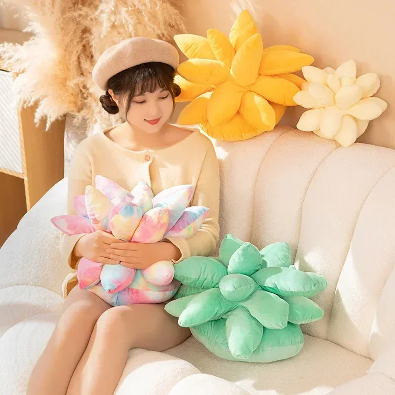 Simulation Succulent Plant Plush Pillow Lifelike Potted Plushies Toy Stuffed Soft Cushion Seat Home Decor Girls Birthday Gifts