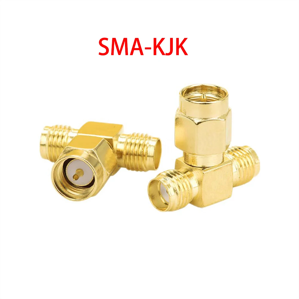 SMA-KJK SMA Male To Dual SMA Female RF Triple Tee Adapter Splitter Connector 3 Way 3 Pack