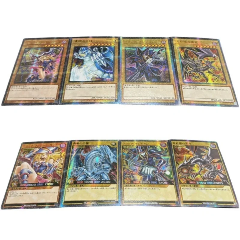 4 Sheet Flash Card Black Magician Girl Blue-Eyes White Dragon Yu-Gi-Oh! Diy Gauze Series Action Toy Figure Anime Game Collection