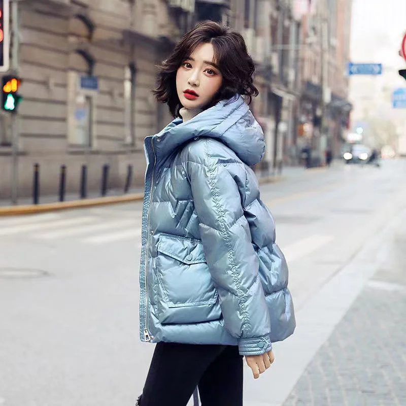 

Down Cotton Women Jacket2024Winter New Korean Version Loose Thickened Cotton-Padded Coat Shiny Wash-Free Down Jackets Female Top