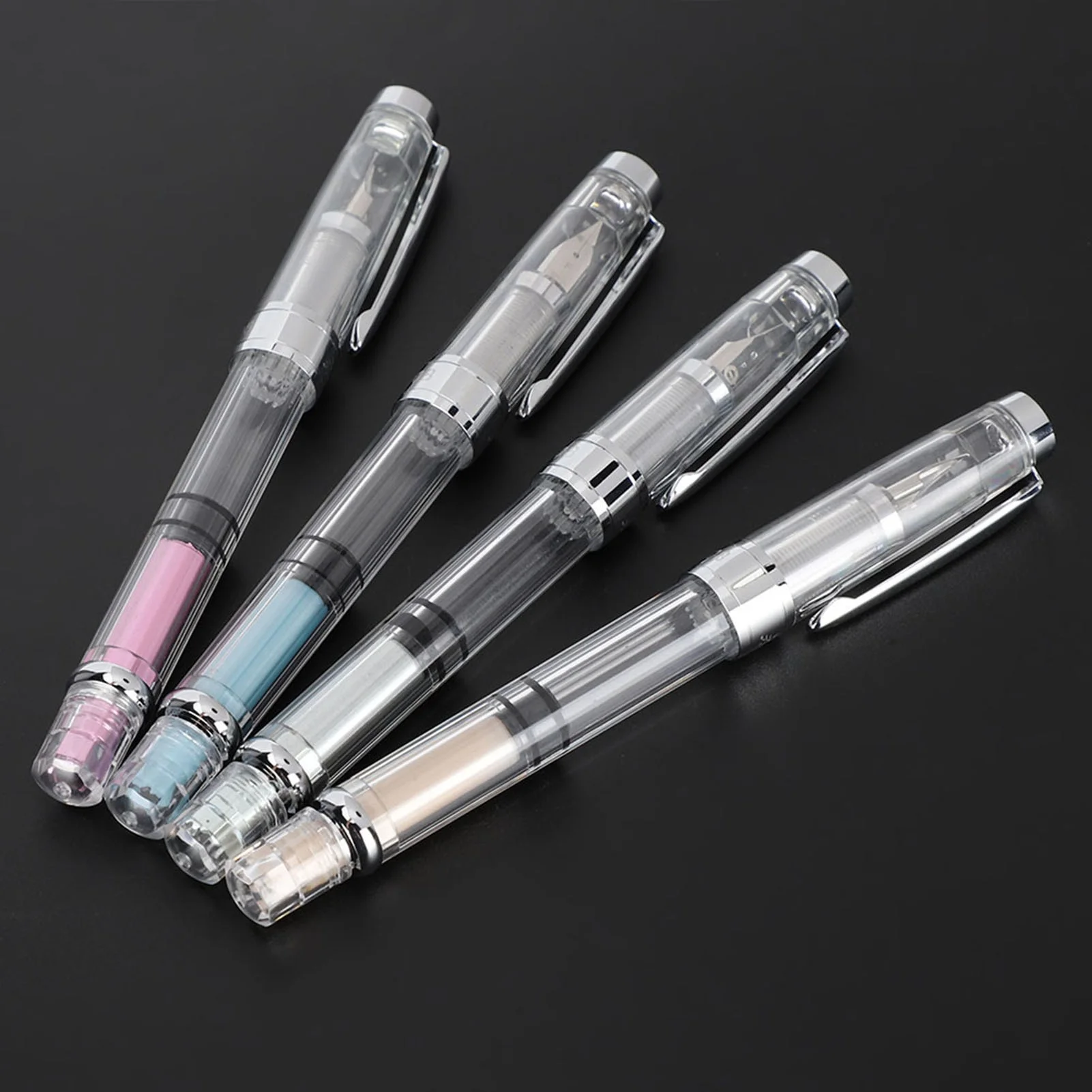 4Pcs 0.5mm F Point Transparent Fountain Pen Stationery Supplies for Office Home Daily Writing