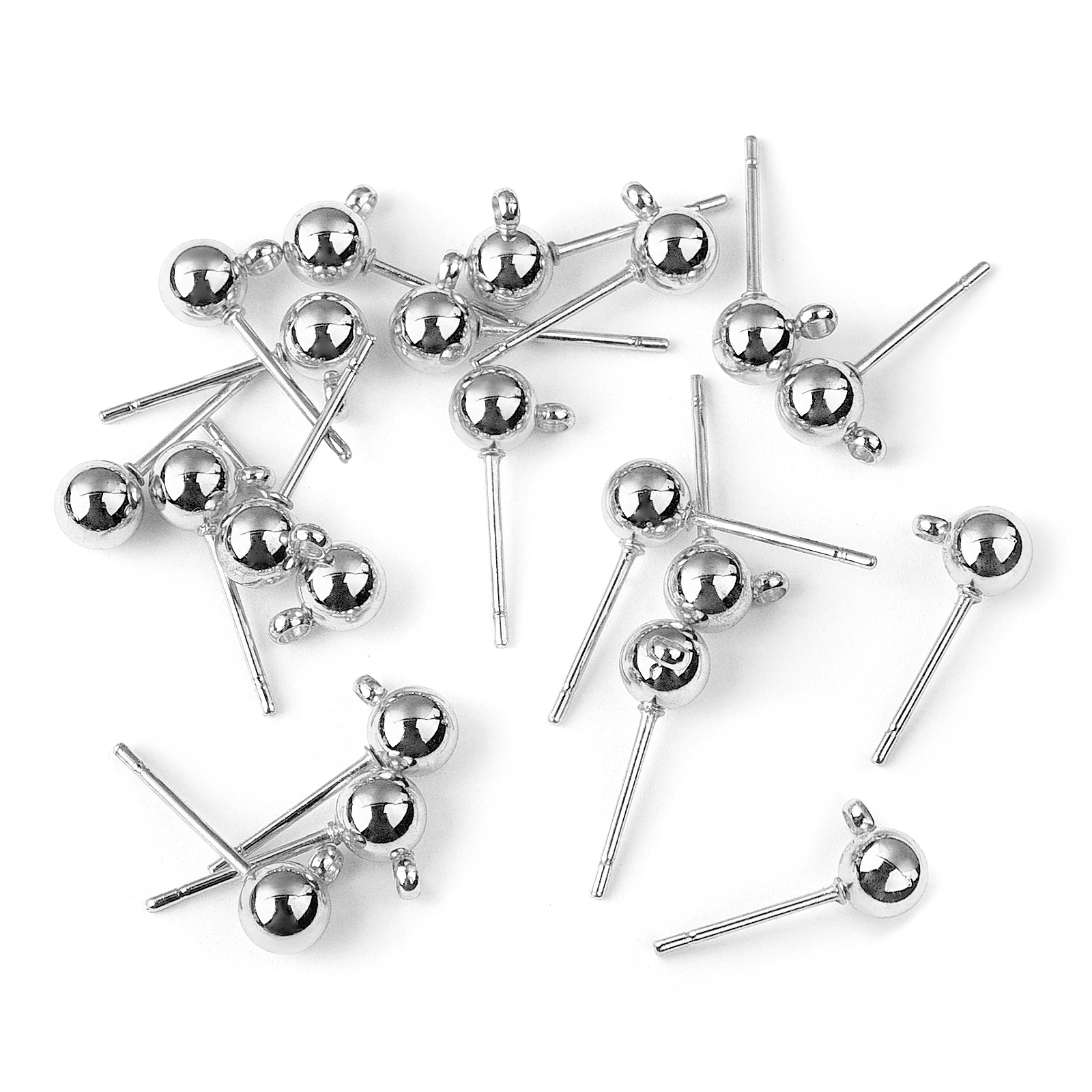 20-50pcs/Lot Stainless Steel Blank Post Earring Studs Base Pins With Earring Plug Findings Ear Back For DIY Jewelry Making 3-8mm