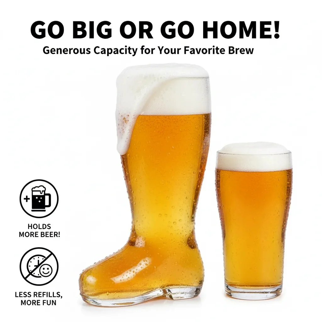 

Funny Glass Boot Cup for Beer Milk Coffee or Cold Drinks Oversized Clear Crystal Mug for Bar Party Use Creative Gift for Men