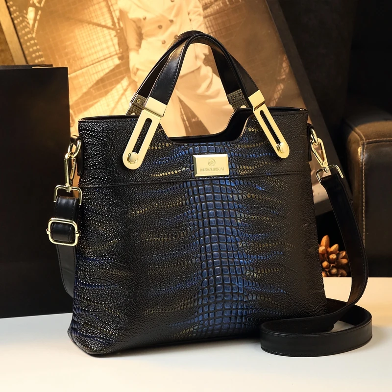 Leather Crocodile Tote Bag Women Handbags 2024 New Light Luxury Mother Bag Large Capacity Shoulder Messenger Bags