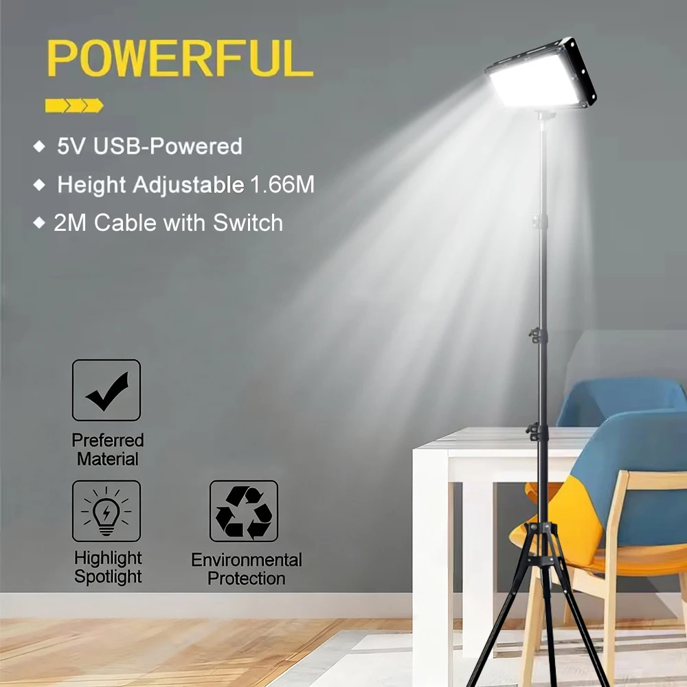 Obrázek 3: Stativ stánek LED fotka lampa práce lehký, USB LED floodlight nastavitelný 3čepel lehký barvivo, halové, dílna autodílna, nastavitelný výškou