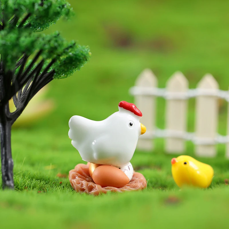 

2-20 Pcs Chicken Chick Egg Nest Figurine Miniatures Home Decoration Accessories Moss Micro Landscape Ornaments Chicken Family