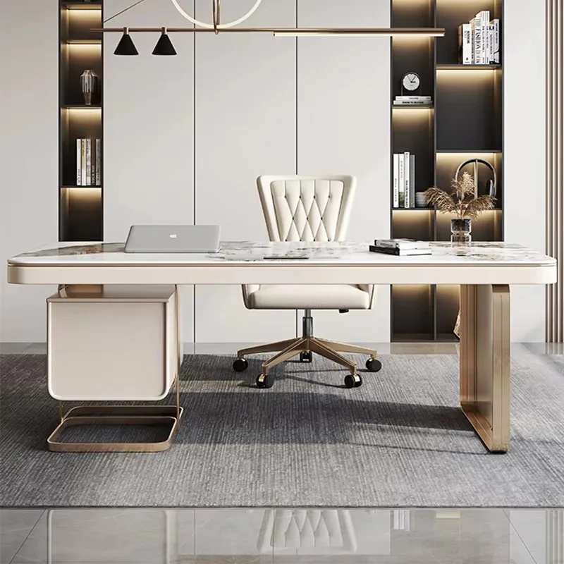 

Designer L Shape Office Desk Writing Asthetic Organizer Study Computer Desk Drawers Modern Luxury Mesa Para Computador Furniture