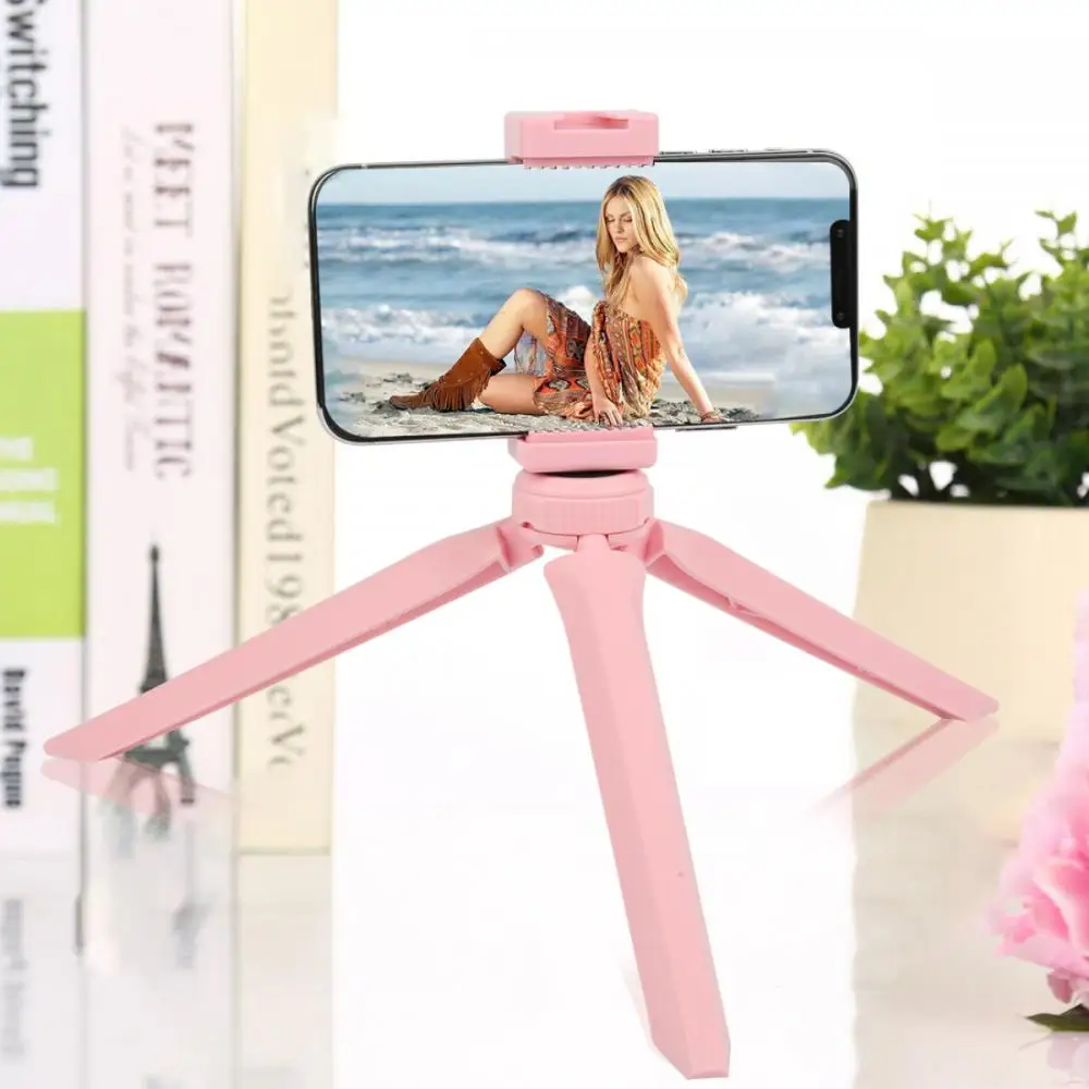 Desktop Triangle Bracket Pocket With Phone Clamp Rotating Adjustable Foldable For Smartphones Mobile Phone Stand Portable Mini