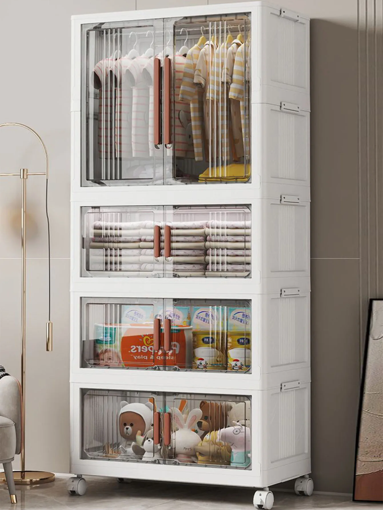 Simple Children's Wardrobe Home Clothes Storage Cabinet Bedroom Storage Cabinet Baby Clothes Hanging Cabinet Rental Room Sto image 5