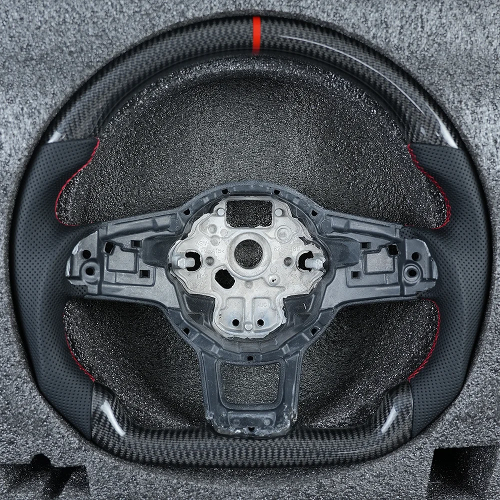 

Red Stitching Strip Carbon Fiber RLine Sports Steering Wheel Half Leather Alcantara Assembly For VW Golf MK7 7.5 GTI GTD GTE