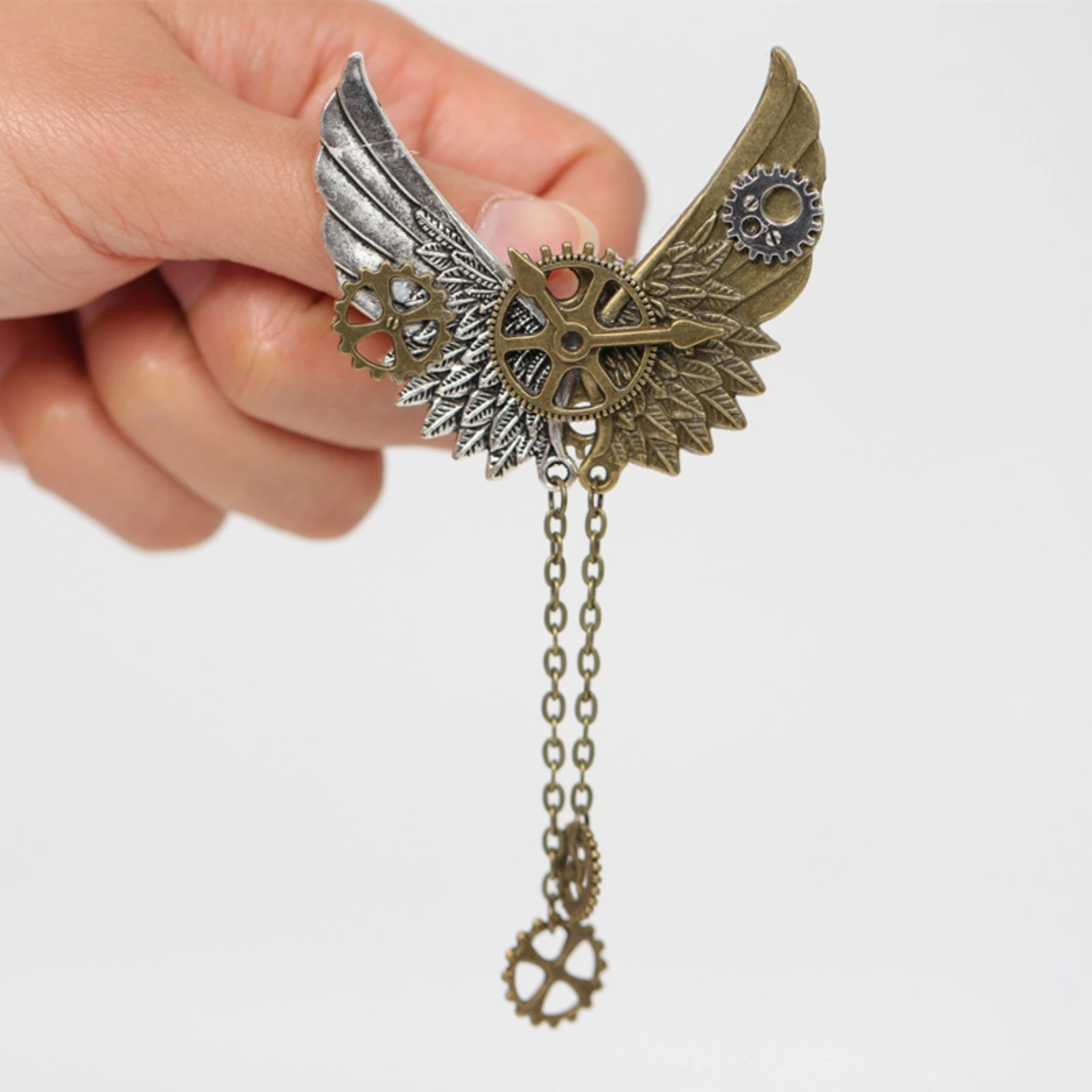 Steampunk Wing Brooch Antique-Inspired Gear Wing Brooch Wearable Accessory Vintage Style for All Genders