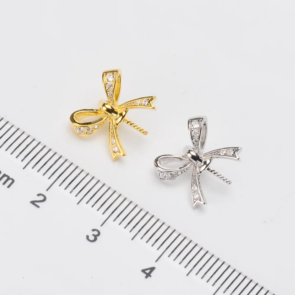 

5 шт. DIY жемчужные аксессуары 925 серебряный жемчужный кулон пустая опора ожерелье кулон бант стиль для женщин с бусинами 9-11 мм