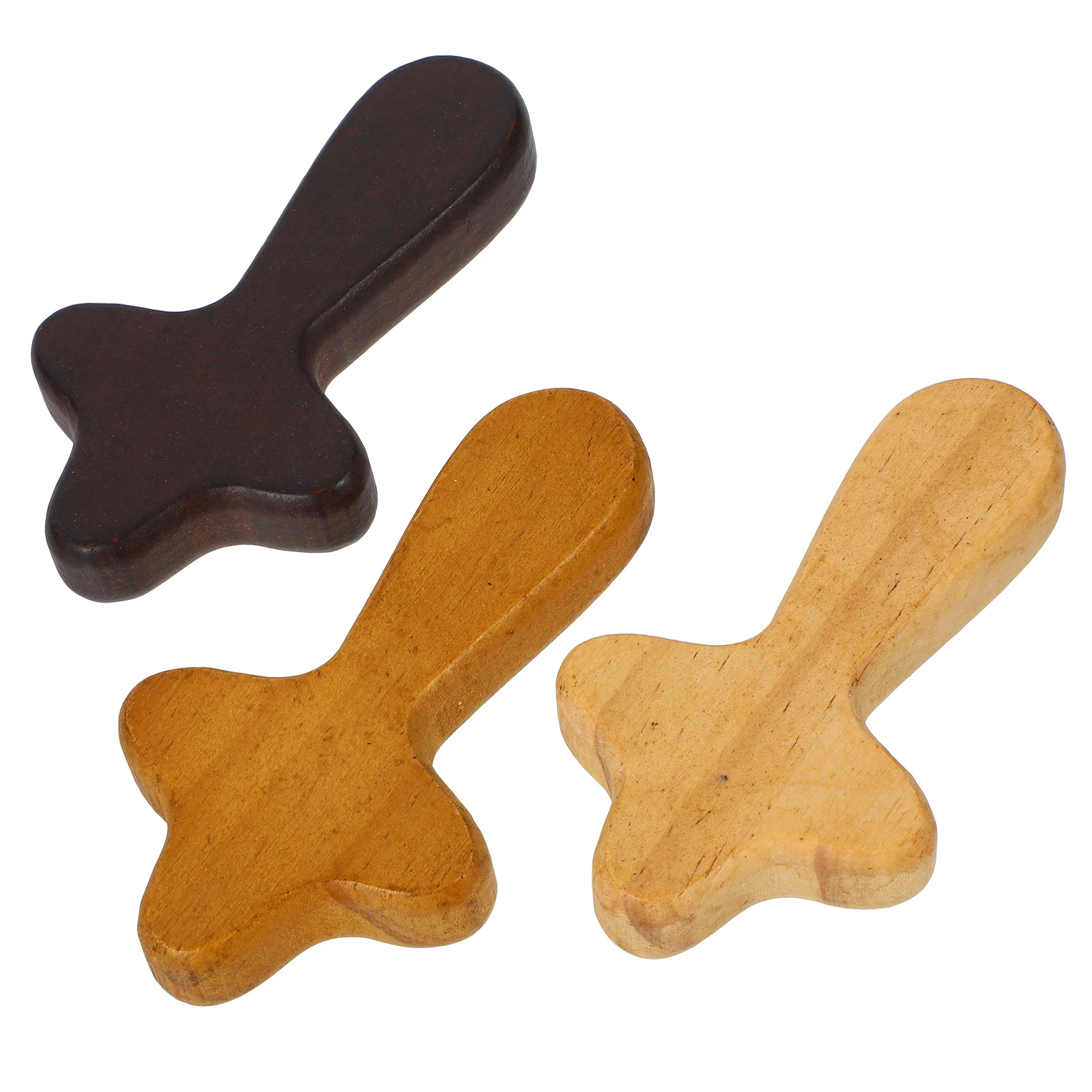 

3Pcs Solid Wood Ornaments Mini Wooden Crucifix Decor Hand Cross Tabletop Catholic Craft Small Cross Shape Religious Belief