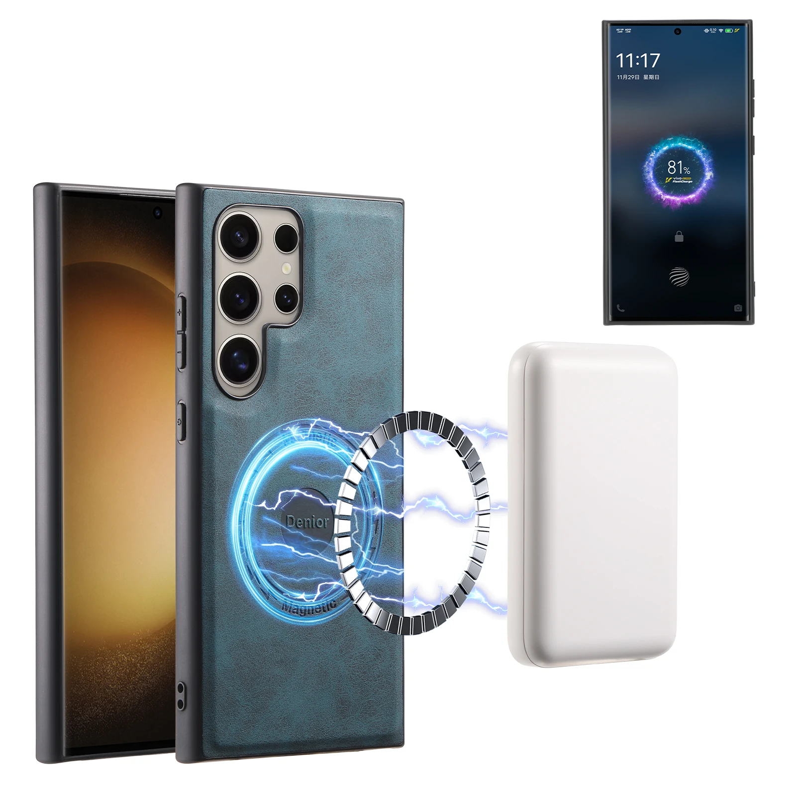 Luxury Faux Leather Phone Case Magnet Wireless Charging Frosted Feel For Samsung Galaxy S26 Ultra S25 Plus S24 S23