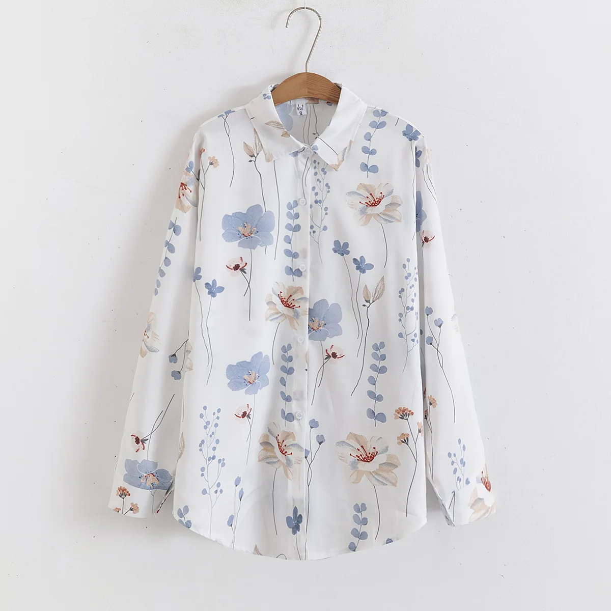 

Женская модная новинка: рубашка-топ оверсайз с цветочным принтом, отложным воротником, длинными рукавами, повседневная, свободная, дышащая, комфортная