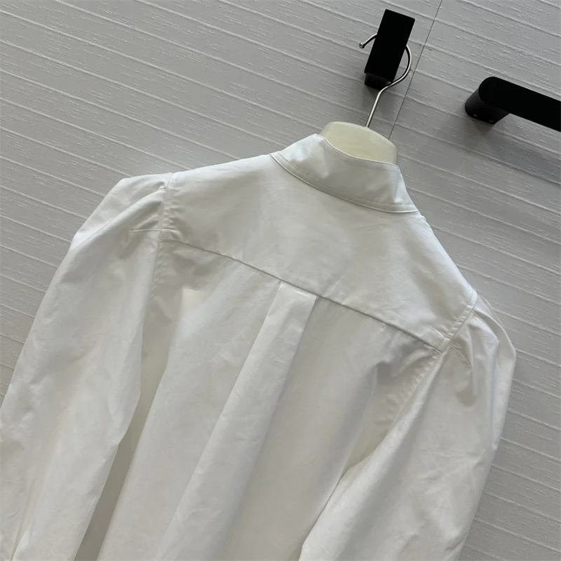 Camicia da donna Nuovo autunno 2025 monopetto slim fit top a maniche lunghe Camicetta da donna in puro cotone di alta qualità Abbigliamento da donna