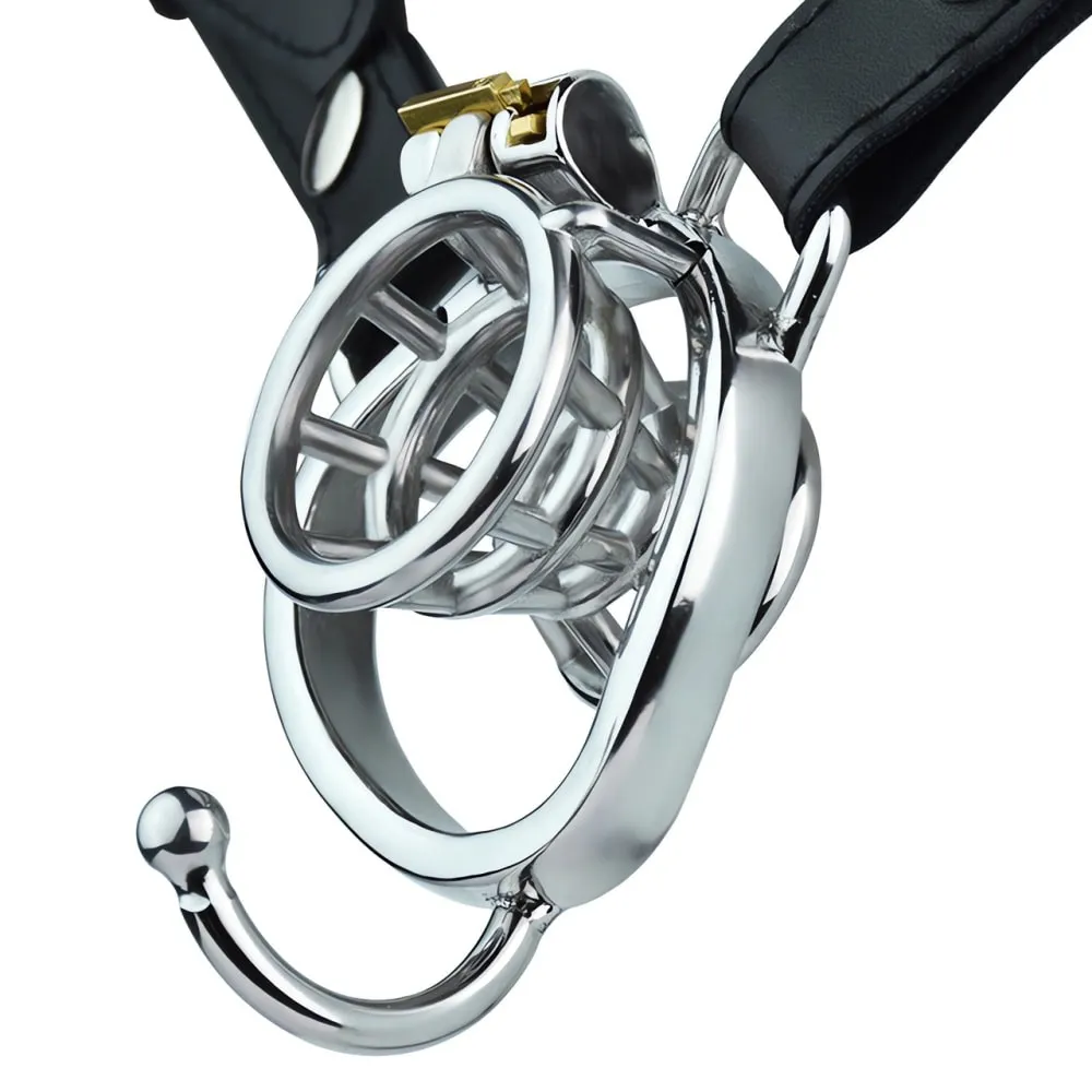 FRRK Flared Chastity Belt Negative Metal Cock Cage Device Bondage Lock Cock BDSM Flirting Sex Toy For Man Gay Adult Sex Supplies view 6