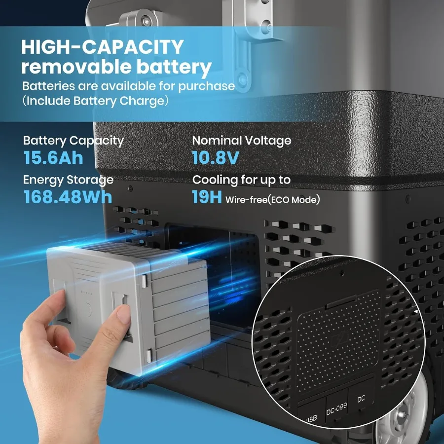 51 QT 48L مبرد كهربائي محمول للسيارة 12 فولت ثلاجة فريزر للسيارة مع التحكم في درجة الحرارة ذات المنطقة المزدوجة من -4 إلى 68