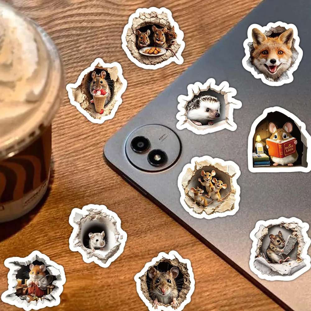 

53pcs Wall-Breaking Animal Stickers | Fun & Realistic Designs | Perfect for Pet Lovers, Luggage & Styling