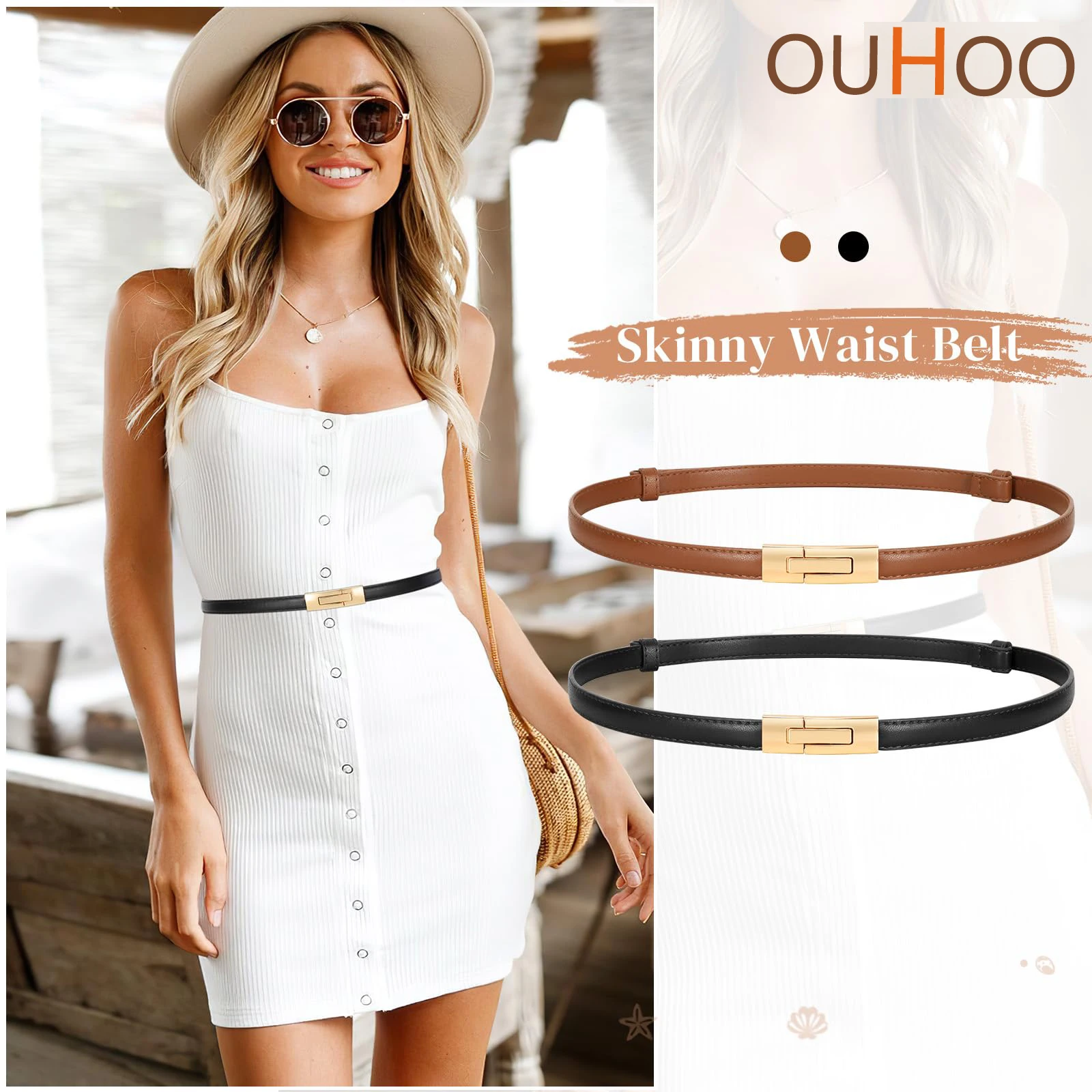 

New Thin Belt Women's Casual Accessories Luxury Design Waistband Korean Corset Adjustable Gold Metal Buckle Fashion Belt