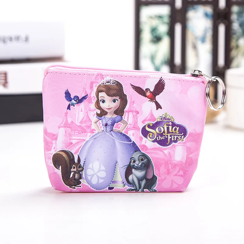 Disney Anime Frozen Elsa Coin Purse Kawaii Princess Sofia the First Wallet Cartoon Children PU Storage Bag Gifts