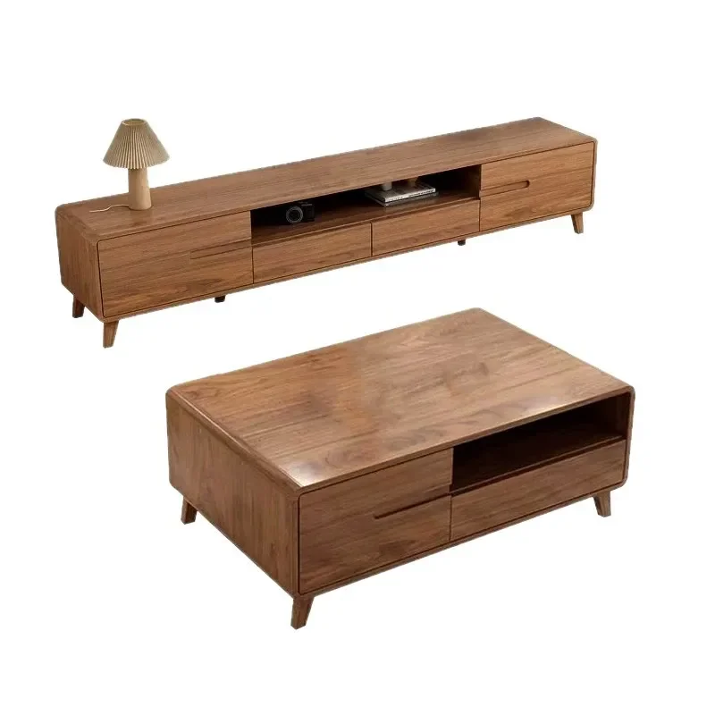 Modern Simple TV Cabinet and Coffee Table Combo New Chinese Style Small Apartment Living Room Home Entertainment Storage Unit