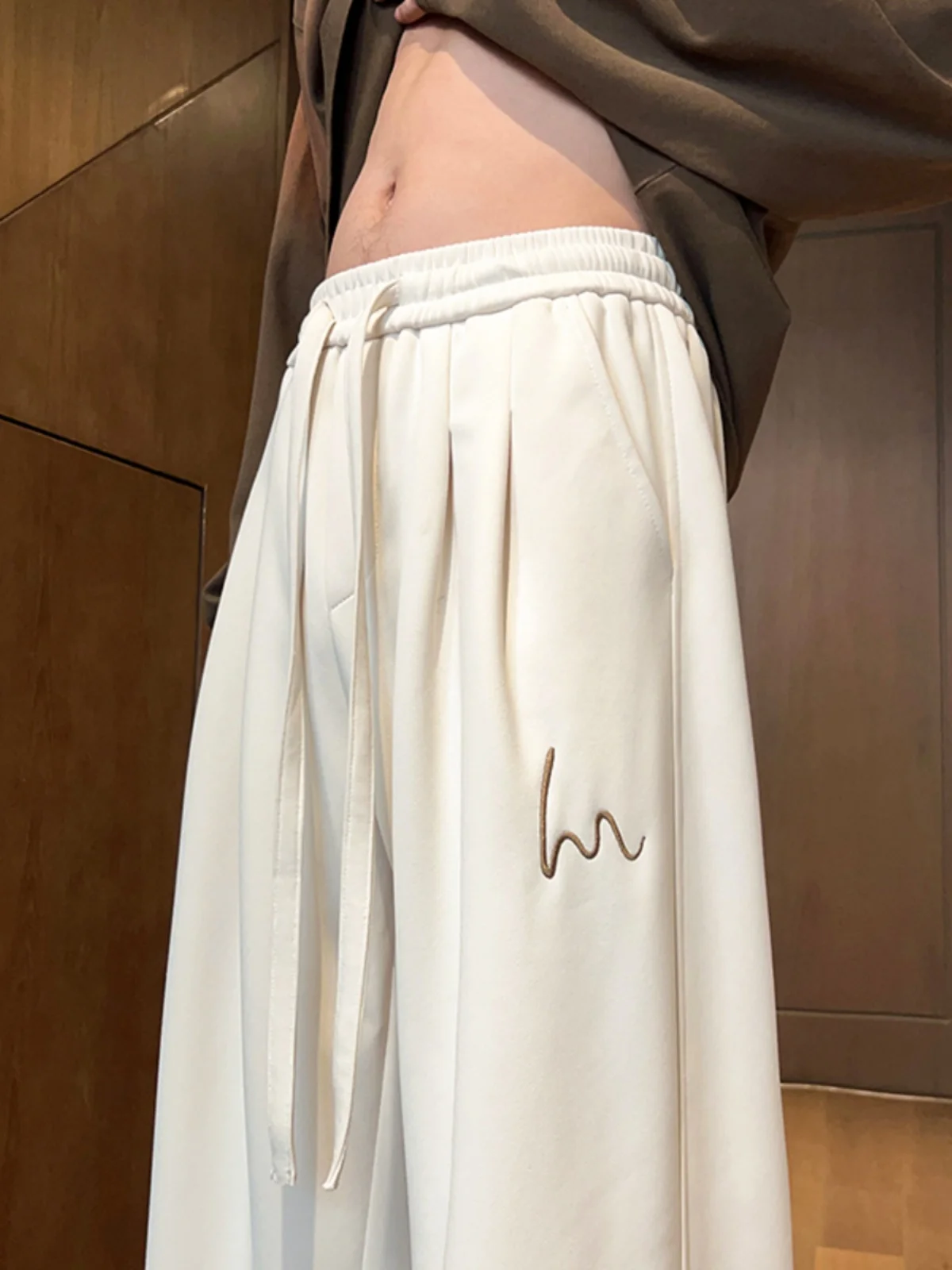 

Youth Leisure Pants Autumn Sle Loose Straight Leg Spor Trousers for Boys Faionable Wide Leg Pants Casual Wear