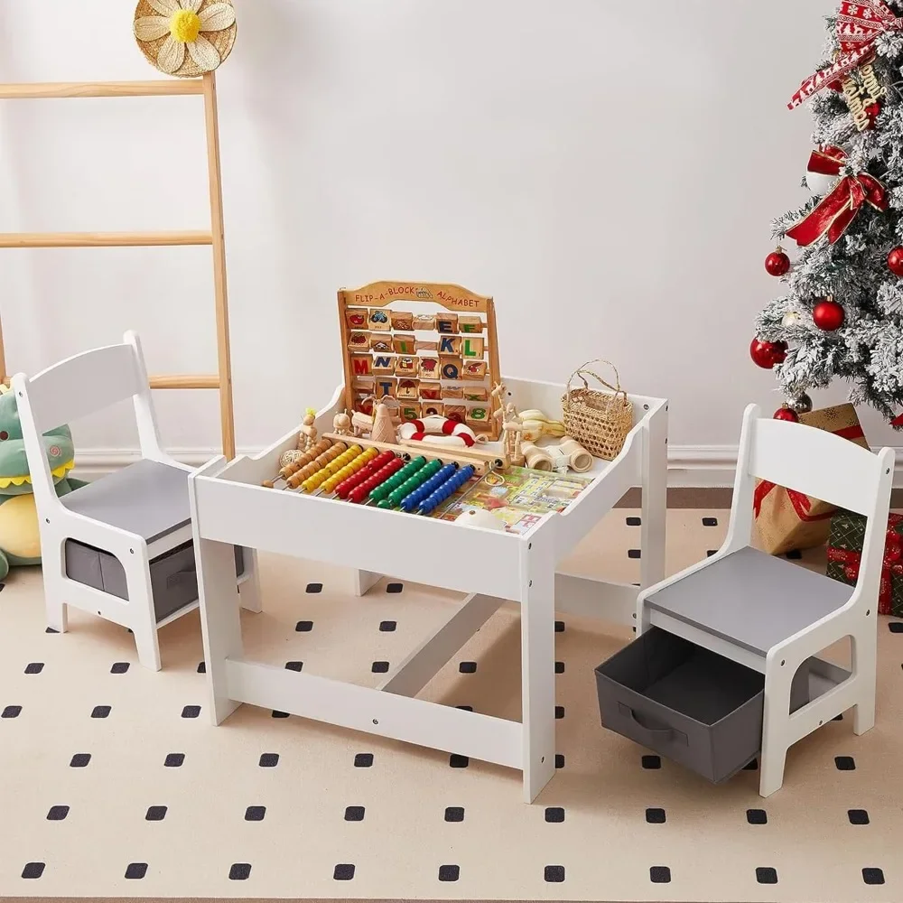 

Kids Table and Chair Set with Storage,Table and Chairs for Kids 2-5