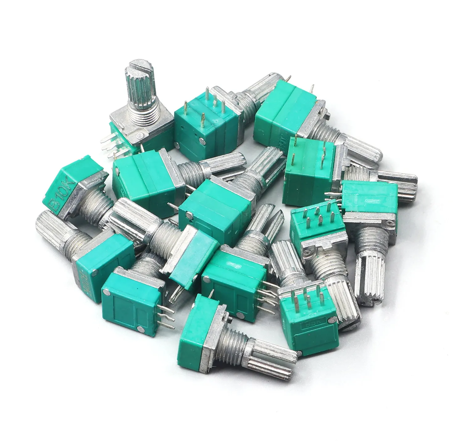 10PCS RK097 Rotary Potentiometer 3/5/6/8Pin Single Dual Triple Gang B10K B50K Audio Volume Control Adjustable Resistor