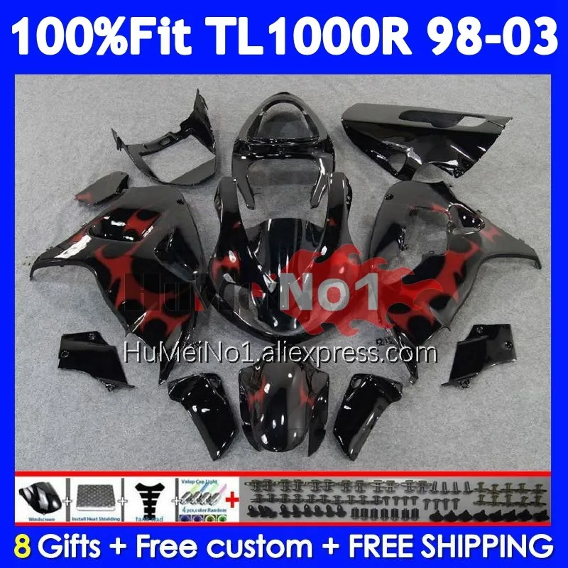 Body For SUZUKI SRAD TL1000 TL 1000 R 1000R 123No.17 TL1000R 98 99 01 02 03 1998 1999 2000 2001 2002 Red flames 2003 Fairings