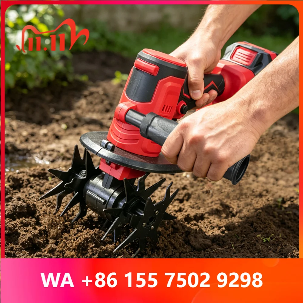20 Handheld Garden Cultior 300W Cordless Tiller with Carbon Steel Bl