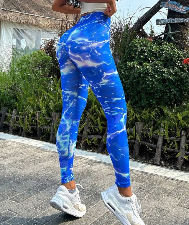 

Tie-Dye Yoga Pants Women's High-Waist Hip-Lifting Tight-Fit Breathable Running Fitness Stretch Pants