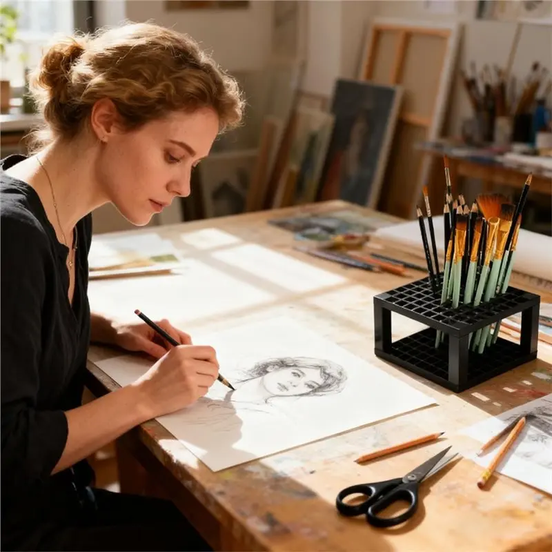 2 Pcs Paint Brush Holder 96 Slot Supply Organizer, For Pens,Brushes,Eyebrow Pencil Storage Organization Display Stand