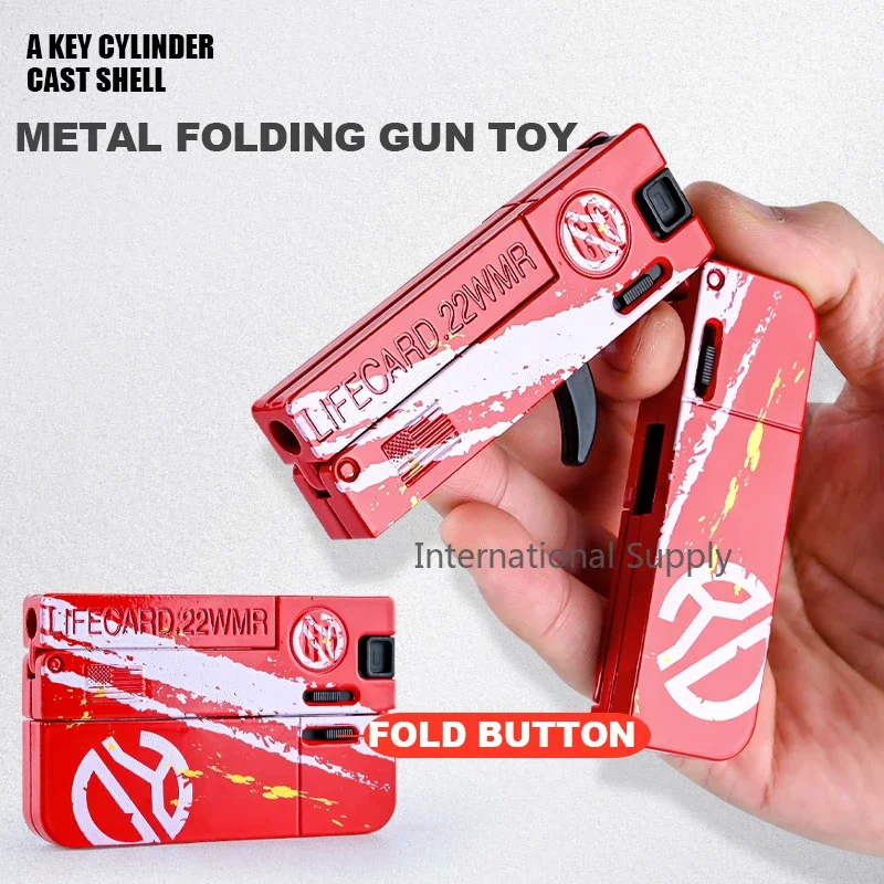 New Upgraded Lifecard Metal Folding Gun Toy for Kids Adult, Pistol Toys Gun With Soft Bullets Alloy Shooting Model For Adults Ch