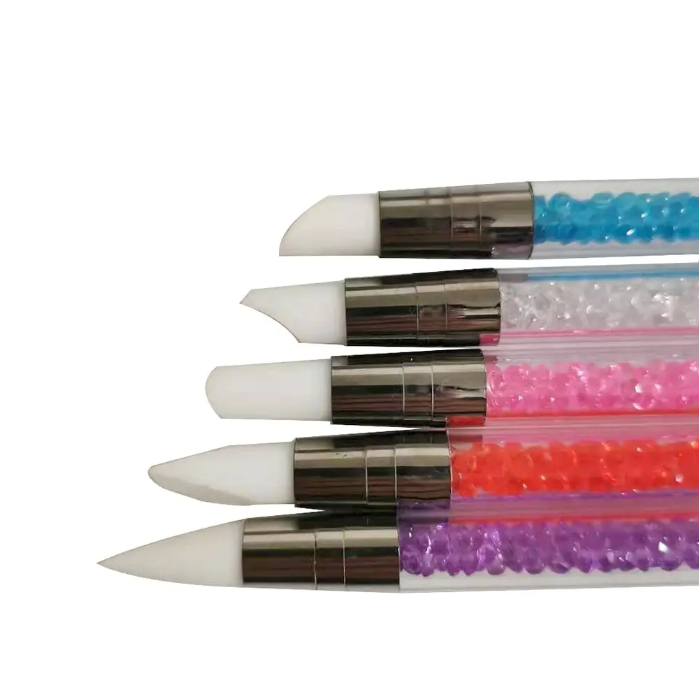 1/5Pcs Dual Heads DIY Dotting Emboss Nail Shaping Tool Sculpture Pen Silicone Nail Brush Carving Pen Painting Brushes