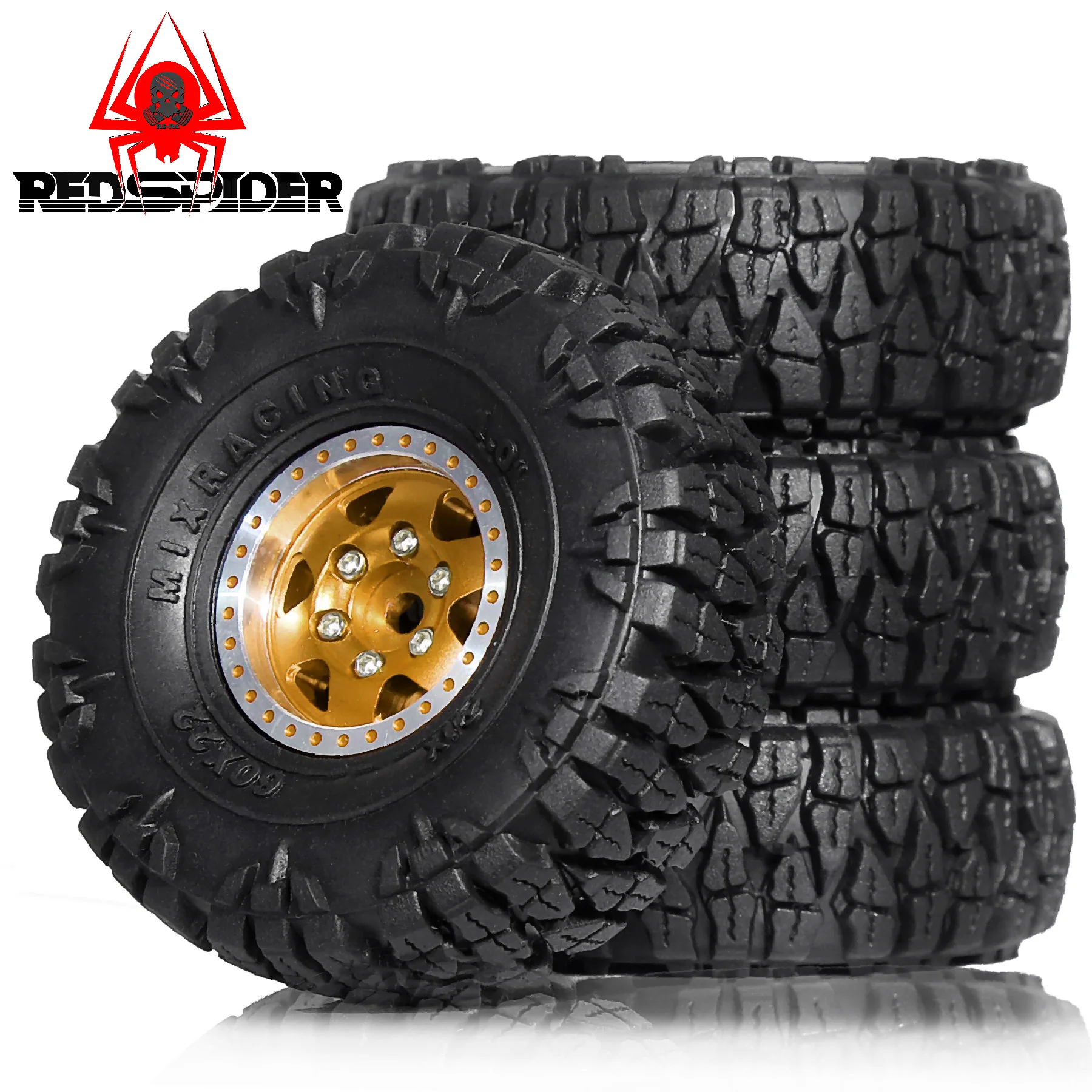 

1.0 RC Beadlock Wheel Tires 4pcs OD 60mm RC Mud Slingers Tyres Set Fit for TRX4M SCX24 FCX24 AX24 1/24 1/18 RC Crawler Car