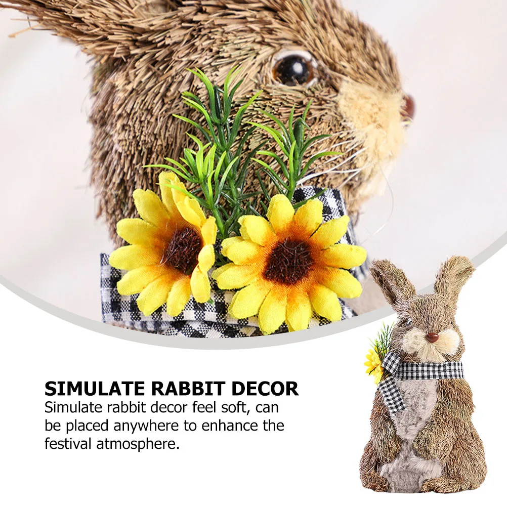 

Handwoven Wicker Rabbit Ornament Easter Home Decor Desktop Table Adornment Lifelike Simulated Rabbit Decoration For Living Room