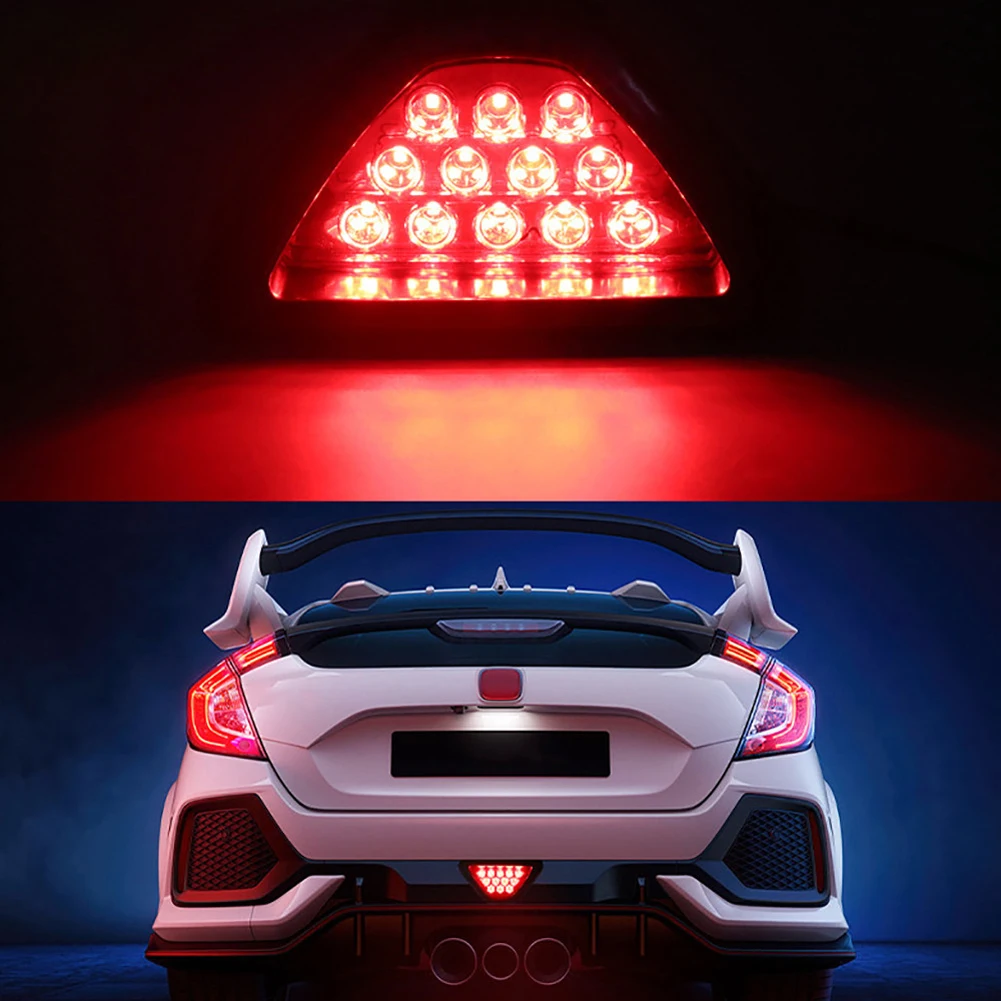 Universal Auto Tail Light 12 LED Rear Fog Lamp Triangle Sporty Flash Warning Light for Auto Vehicle SUV for Truck Car Motorcycle