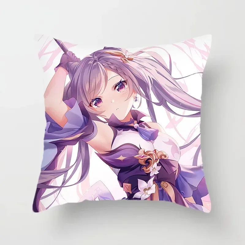 Genshin Impact Hu Tao Venti Pillow Case Square Cushion Pillow Cosplay Anime Pillowcase Gift