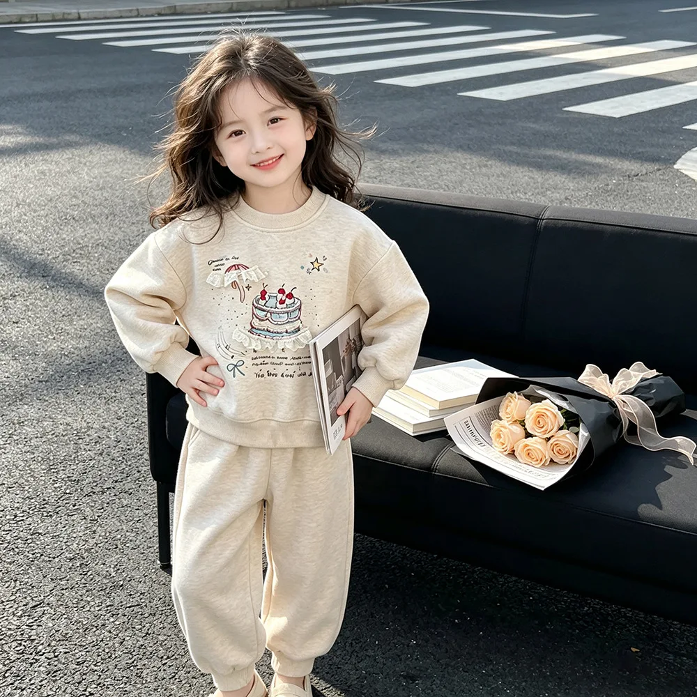 Europäisch-Amerikanische Mädchen-Sweatshirts 2026 Frühling Herbst Baby-Mädchen-Sweatshirts und Hosenanzug Niedlicher Print Pullover Oberteil Kleidung – Detail 18