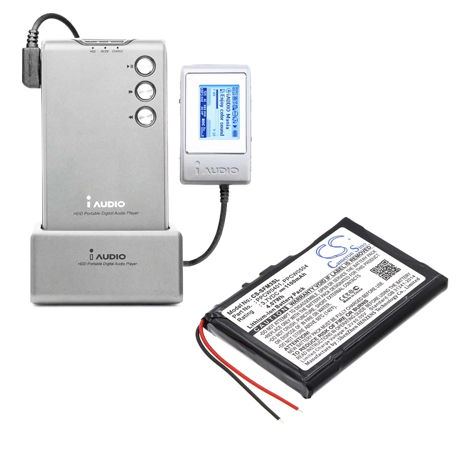 

Cameron Sino 1100mAh Battery For Cowon PPCW0401 PPCW0504 iAUDIO M3 X5 i-Audio X5 30GB X5L X5V M5L M5 20GB JNC SSF-M3 20GB