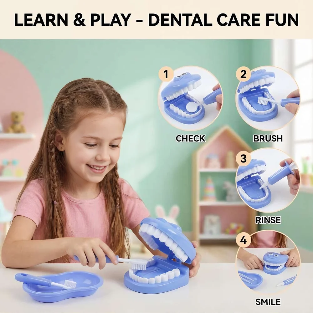 

Детская игрушка для ролевых игр, набор моделей зубов в клетку стоматолога для мальчиков и девочек