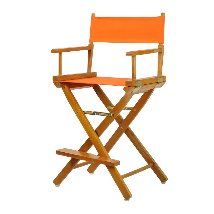

24 Directors Chair Honey Oak Framewith Tangerine Canvas, Counter Height