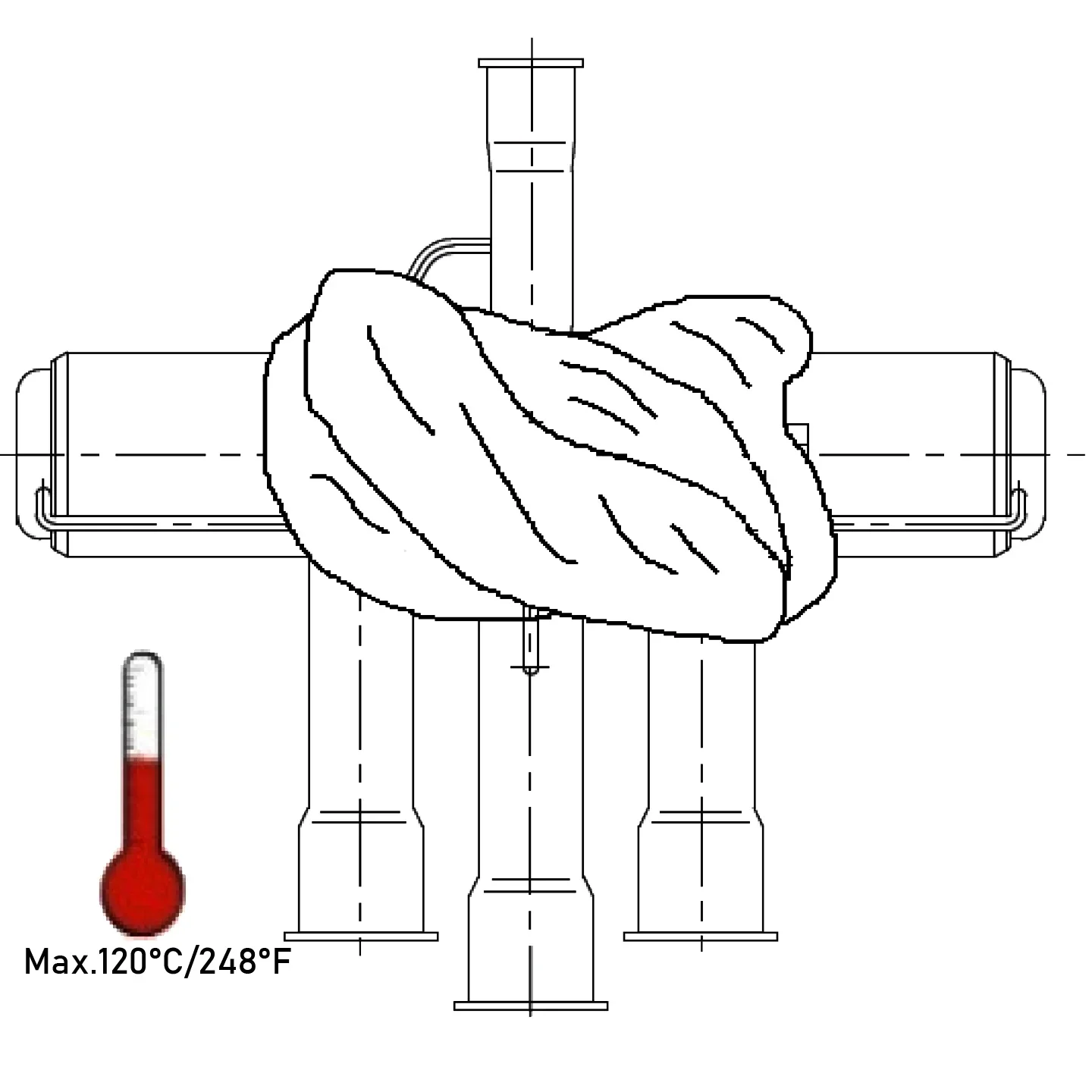 40m3/h KV 4-way reversing valve matches 15~25HP scroll or 12~20HP semi-hermetic LBP compressor in heat pump unit or freezers