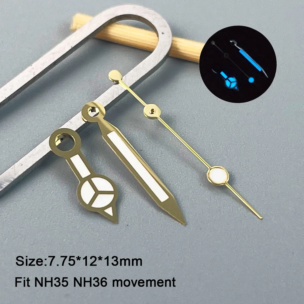 NH35 Wijzers Rose Goud Zilver Goud Horloge Wijzers Voor NH35/NH36/4R/7S Beweging Horloges Pointers blauw Lichtgevend
