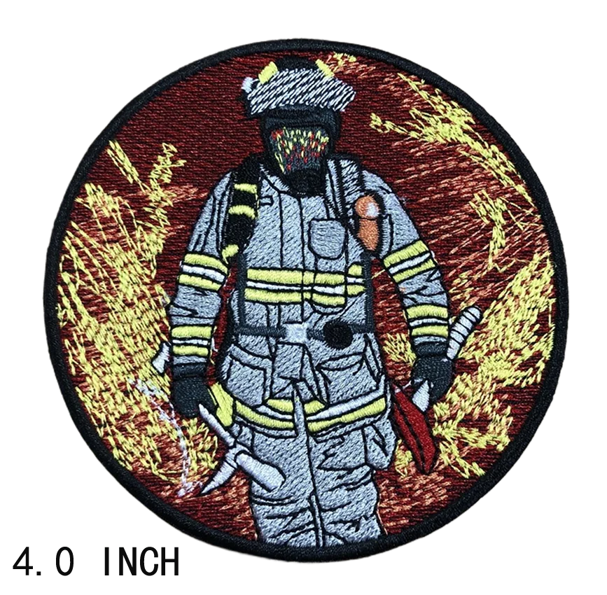 Colorful Fireman Embroidery Patch, Iron on Patches, Creative Badge, Area 51, Fire Department, Crash Rescue