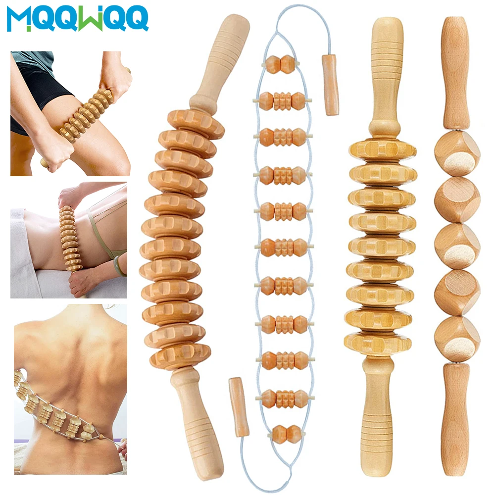 

Wooden Curved Massage Roller Stick Wood Therapy Massage Tools Maderoterapia Kit for Body Shaping, Anti-Cellulite, Muscle Release